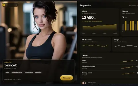 L'écran de progression de Workout