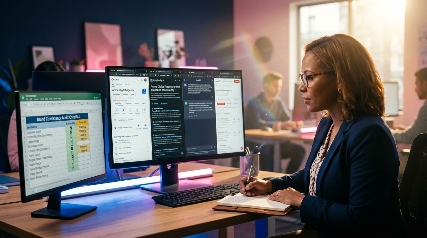 Audit della presenza online di un'azienda su diverse piattaforme IA e directory digitali