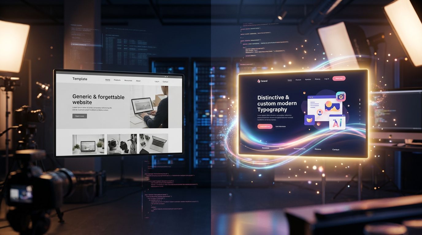 Comparaison entre une interface web générique et une interface avec une signature digitale forte et mémorable