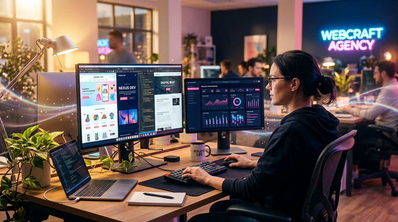 Un développeur compare plusieurs variantes de mise en page de site web sur ses écrans