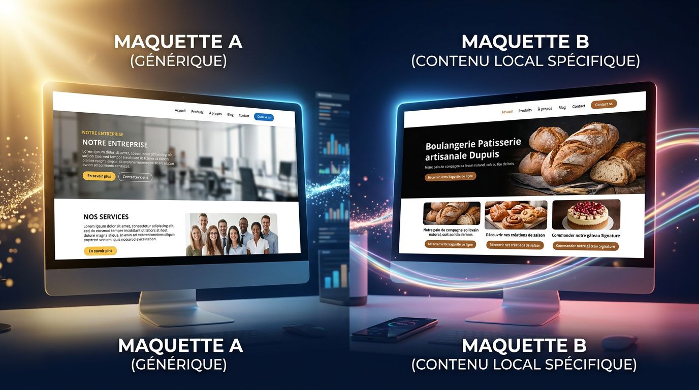 Comparaison entre un site générique et un site avec du contenu métier ciblé