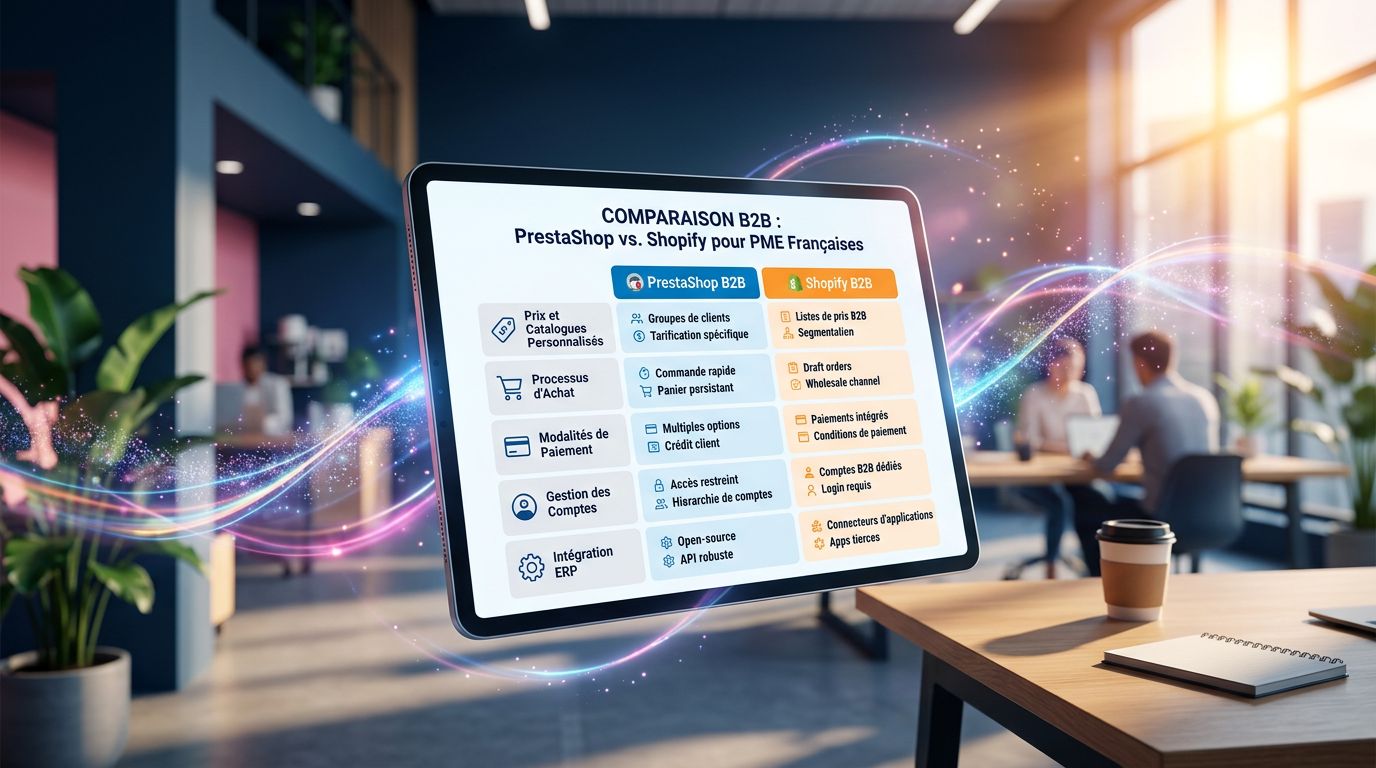 Comparison of PrestaShop and Shopify for B2B features adapted to French SMEs