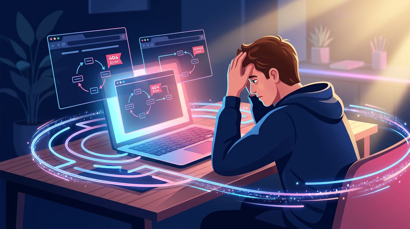 User frustrated by a navigation loop on their web browser