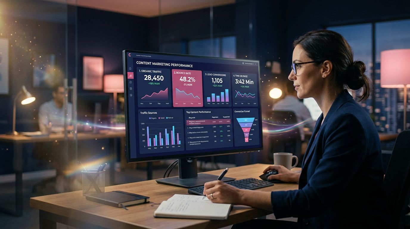 Tableau de bord analytique pour mesurer la performance du contenu marketing automatisé par IA