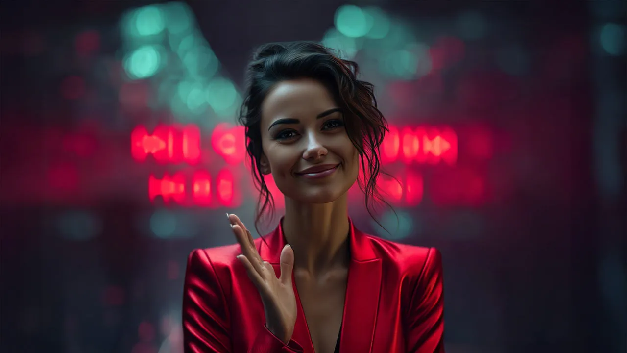 Nova AI assistant waving goodbye warm smile nighttime atmosphere