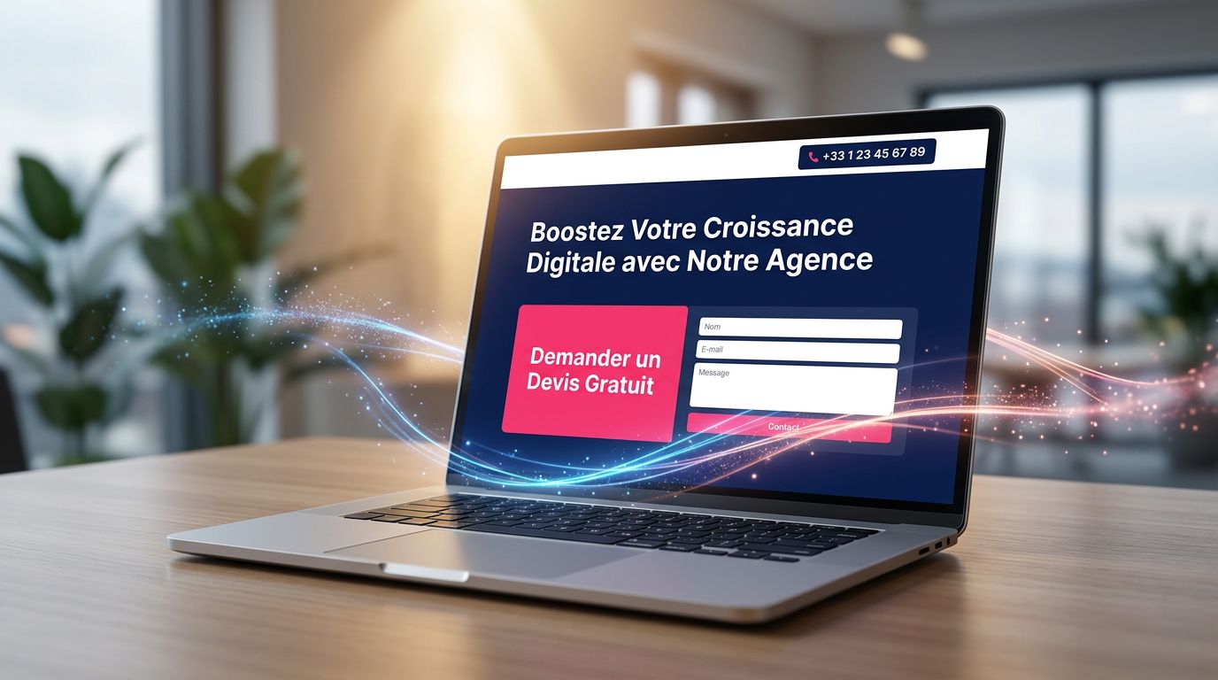 Exemple de site web avec appel à l'action visible et numéro de téléphone en en-tête