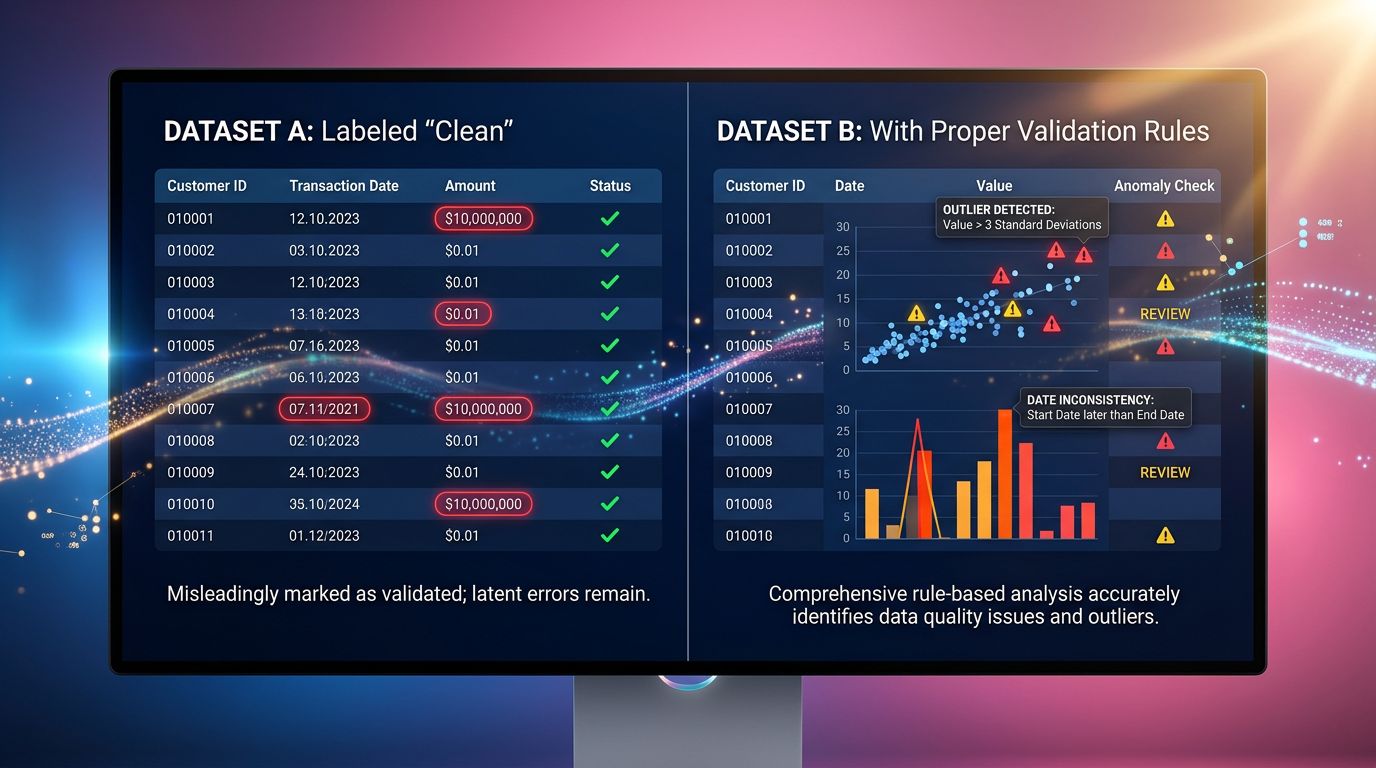 Comparaison entre données scrappées non validées et données correctement vérifiées avec règles de validation