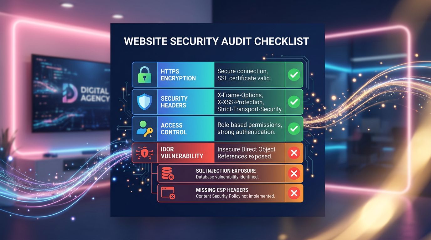 Checklist d'audit sécurité d'un site web avec les points critiques pour le SEO et la protection des données