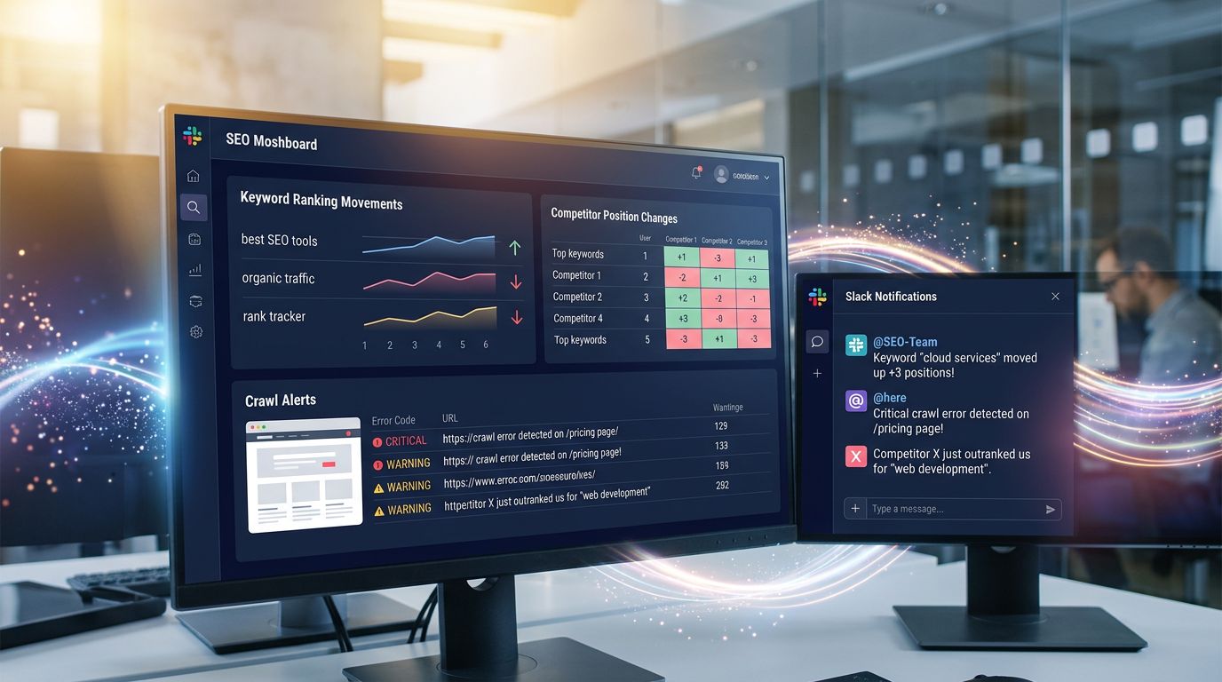 Dashboard de monitoring SEO en temps réel avec alertes automatiques sur les variations de positionnement