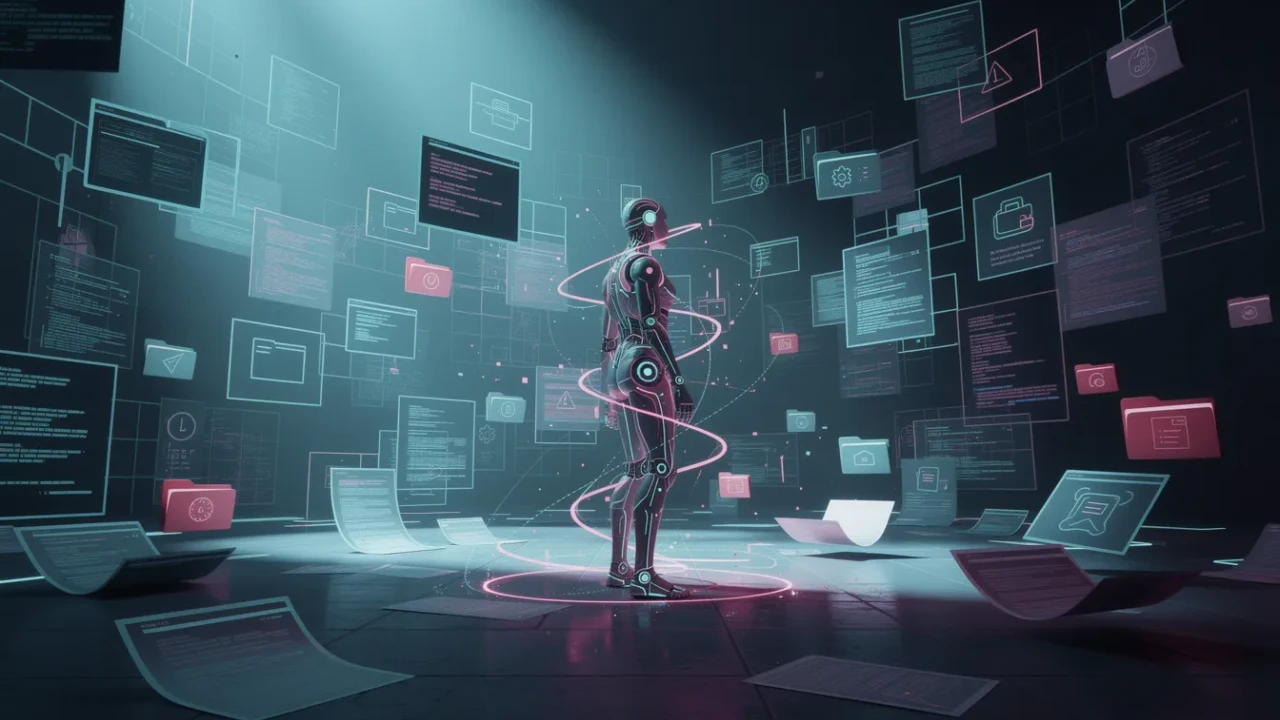 Robot IA che cerca in una codebase senza contesto, ricerca approssimativa e inefficiente