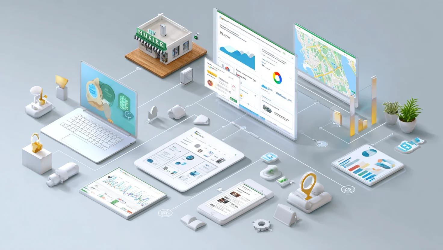 Digital marketing workflow small business with local SEO analytics AI automation