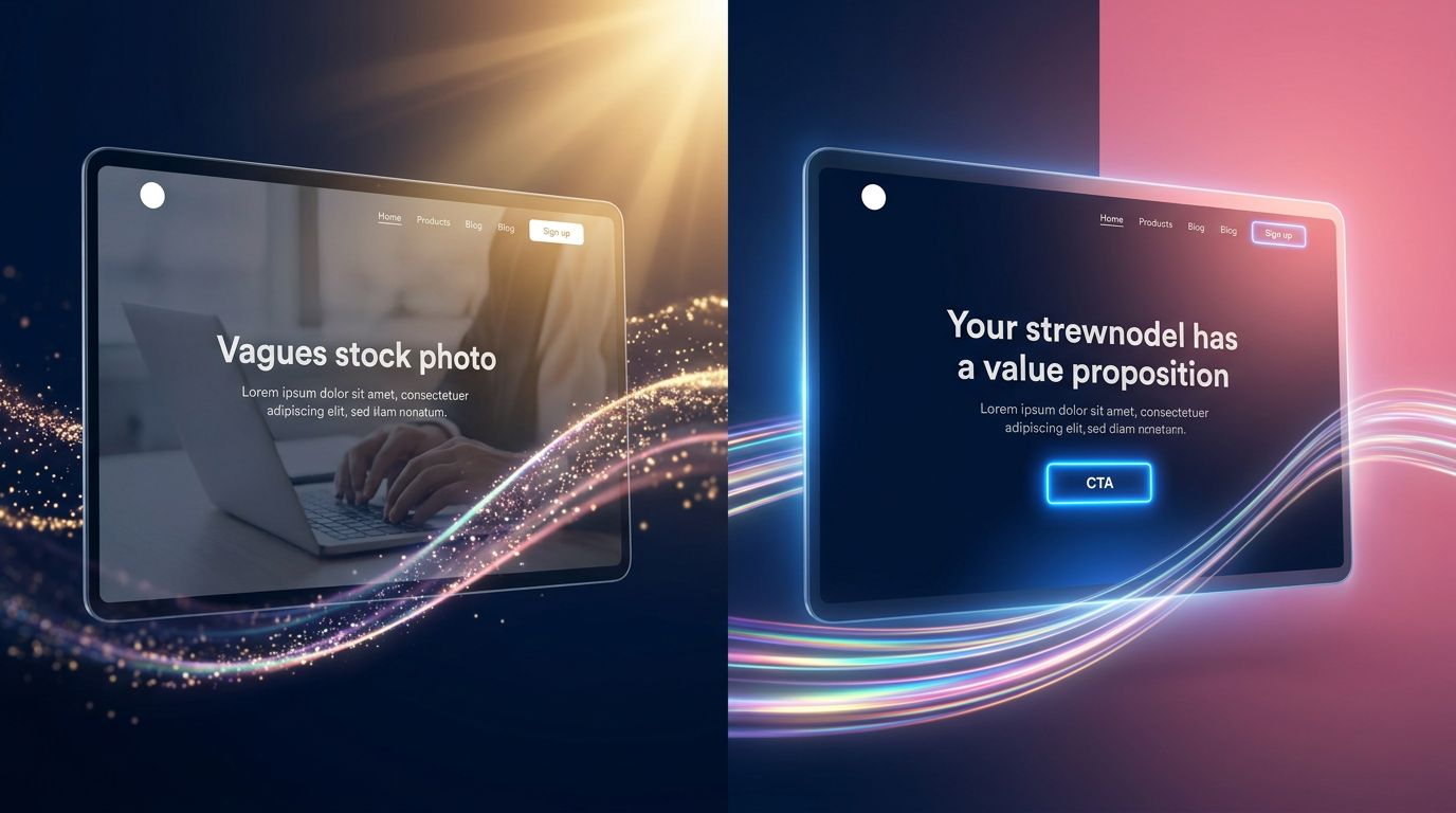 Comparaison entre une page d accueil vague et une page avec proposition de valeur claire